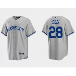 Men Kansas City Royals 28 Kyle Isbel Grey Cool Base Stitched Baseball Jersey