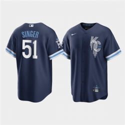 Men Kansas City Royals 51 Brady Singer 2022 Navy City Connect Cool Base Stitched jersey