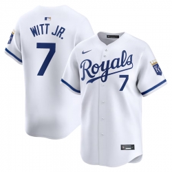 Men Kansas City Royals 7 Bobby Witt Jr  White 2024 Home Limited Stitched Baseball Jersey