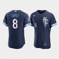 Men Kansas City Royals 8 Nicky Lopez 2022 Navy City Connect Flex Base Stitched MLB jersey