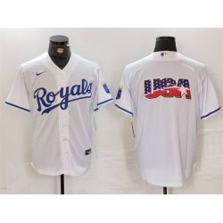Men Kansas City Royals White Team Big Logo Cool Base Stitched Jersey 2