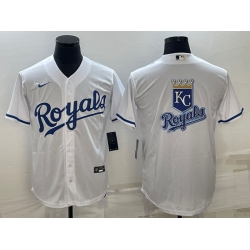 Men Kansas City Royals White Team Big Logo Cool Base Stitched Jersey