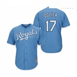 Mens Kansas City Royals 17 Hunter Dozier Replica Light Blue Alternate 1 Cool Base Baseball Jersey 