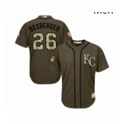 Mens Kansas City Royals 26 Brad Boxberger Authentic Green Salute to Service Baseball Jersey 