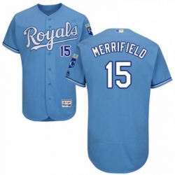 Mens Majestic Kansas City Royals 15 Whit Merrifield Light Blue Alternate Flex Base Authentic Collection MLB Jersey