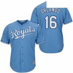 Mens Majestic Kansas City Royals 16 Paulo Orlando Replica Light Blue Alternate 1 Cool Base MLB Jersey