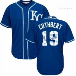 Mens Majestic Kansas City Royals 19 Cheslor Cuthbert Blue Authentic Blue Team Logo Fashion Cool Base MLB Jersey 