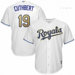 Mens Majestic Kansas City Royals 19 Cheslor Cuthbert Replica White Home Cool Base MLB Jersey 