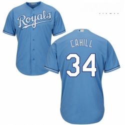 Mens Majestic Kansas City Royals 34 Trevor Cahill Replica Light Blue Alternate 1 Cool Base MLB Jersey 