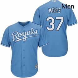 Mens Majestic Kansas City Royals 37 Brandon Moss Replica Light Blue Alternate 1 Cool Base MLB Jersey