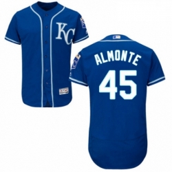 Mens Majestic Kansas City Royals 45 Abraham Almonte Royal Blue Alternate Flex Base Authentic Collection MLB Jersey