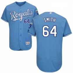 Mens Majestic Kansas City Royals 64 Burch Smith Light Blue Alternate Flex Base Collection 2018 World Series Jersey 