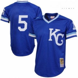 Mens Mitchell and Ness 1989 Kansas City Royals 5 George Brett Replica Royal Blue Throwback MLB Jersey