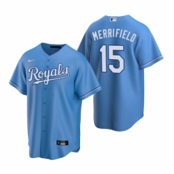 Mens Nike Kansas City Royals 15 Whit Merrifield Light Blue Alternate Stitched Baseball Jersey