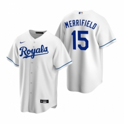 Mens Nike Kansas City Royals 15 Whit Merrifield White Home Stitched Baseball Jersey