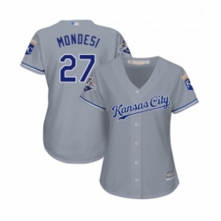 Womens Kansas City Royals 27 Raul Mondesi Replica Grey Road Cool Base Baseball Jersey 