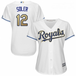 Womens Majestic Kansas City Royals 12 Jorge Soler Authentic White Home Cool Base MLB Jersey