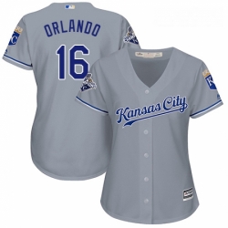 Womens Majestic Kansas City Royals 16 Paulo Orlando Authentic Grey Road Cool Base MLB Jersey