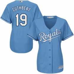 Womens Majestic Kansas City Royals 19 Cheslor Cuthbert Authentic Light Blue Alternate 1 Cool Base MLB Jersey 