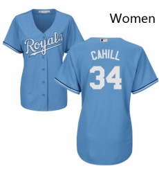 Womens Majestic Kansas City Royals 34 Trevor Cahill Authentic Light Blue Alternate 1 Cool Base MLB Jersey 