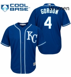 Womens Majestic Kansas City Royals 4 Alex Gordon Authentic Blue Alternate 2 Cool Base MLB Jersey