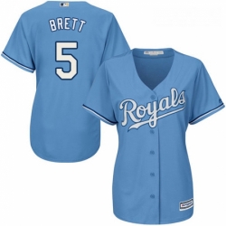 Womens Majestic Kansas City Royals 5 George Brett Authentic Light Blue Alternate 1 Cool Base MLB Jersey