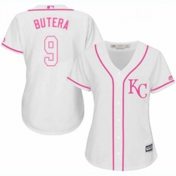 Womens Majestic Kansas City Royals 9 Drew Butera Replica White Fashion Cool Base MLB Jersey 