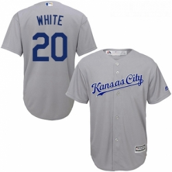 Youth Majestic Kansas City Royals 20 Frank White Replica Grey Road Cool Base MLB Jersey