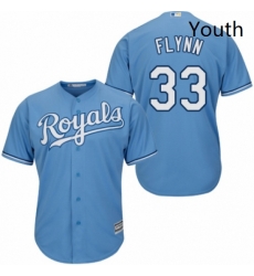 Youth Majestic Kansas City Royals 33 Brian Flynn Replica Light Blue Alternate 1 Cool Base MLB Jersey 