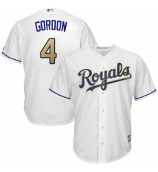 Youth Majestic Kansas City Royals 4 Alex Gordon Authentic White Home Cool Base MLB Jersey