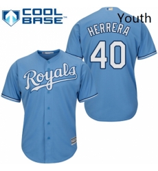 Youth Majestic Kansas City Royals 40 Kelvin Herrera Replica Light Blue Alternate 1 Cool Base MLB Jersey