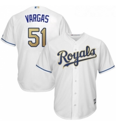 Youth Majestic Kansas City Royals 51 Jason Vargas Authentic White Home Cool Base MLB Jersey 