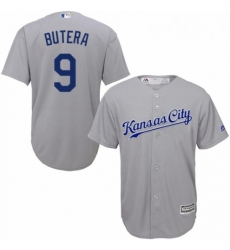 Youth Majestic Kansas City Royals 9 Drew Butera Replica Grey Road Cool Base MLB Jersey 