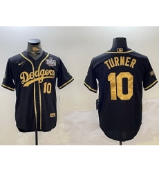 Dodgers 10 Justin Turner BLACK Cool Base Stitched MLB Jersey 1