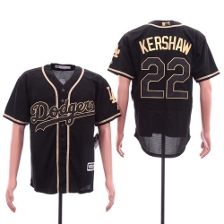 Dodgers 22 Clayton Kershaw Black Gold Cool Base Jersey