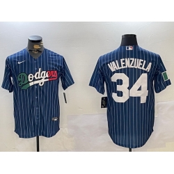 Los Angeles Dodgers 34 Fernando Valenzuela blue  Authentic Collection Stitched MLB Jersey 1