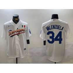 Los Angeles Dodgers 34 Fernando Valenzuela white Authentic Collection Stitched MLB Jersey