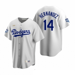 Men Brooklyn Los Angeles Dodgers 14 Enrique Hernandez White 2020 World Series Champions Cooperstown Collection Jersey