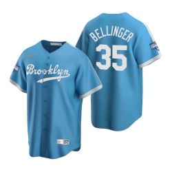 Men Brooklyn Los Angeles Dodgers 35 Cody Bellinger Light Blue 2020 World Series Champions Cooperstown Collection Jersey