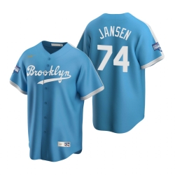 Men Brooklyn Los Angeles Dodgers 74 Kenley Jansen Light Blue 2020 World Series Champions Cooperstown Collection Jersey