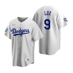 Men Brooklyn Los Angeles Dodgers 9 Gavin Lux White 2020 World Series Champions Cooperstown Collection Jersey