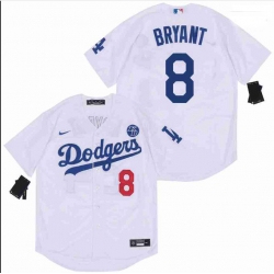 Men Dodgers 8 Kobe Bryant White Cool Base Stitched MLB Jersey