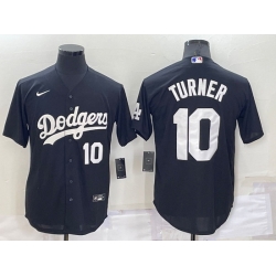 Men Los Angeles Dodgers 10 Justin Turner Black Cool Base Stitched Jerseyy