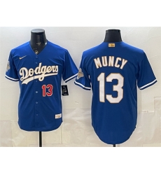 Men Los Angeles Dodgers  13 Max Muncy Royal 2026 Alternate Gold Collection Stadium Stitched Baseball Jersey