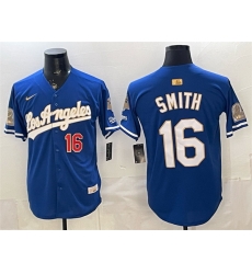 Men Los Angeles Dodgers  16 Will Smith Royal 2026 Gold Collection 9x   B2B Champs Patch Stitched Baseball Jersey