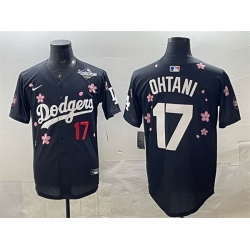 Men Los Angeles Dodgers 17 Shohei Ohtani Black 2025 World Series Patch Tokyo Series Limited Stitched Baseball Jersey