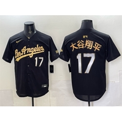 Men Los Angeles Dodgers  17 Shohei Ohtani Black Gold Limited Stitched Baseball Jersey