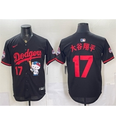Men Los Angeles Dodgers  17 Shohei Ohtani Black Hello Kitty Night 2025 World Series Champions Patch Stitched Baseball Jersey (2)