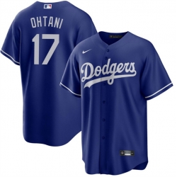 Men Los Angeles Dodgers 17 Shohei Ohtani Blue Cool Base Stitched Jersey