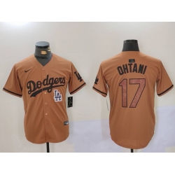 Men Los Angeles Dodgers 17 Shohei Ohtani Brown Cool Base Stitched Baseball Jersey 5